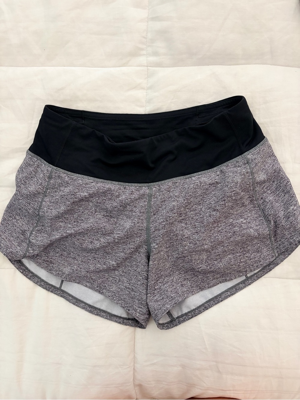 lululemon athletica Heather Gray Athletic Shorts with Black Waistband